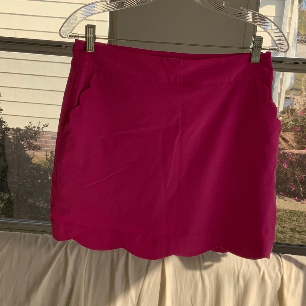Elegant Pink Scalloped Hem Skirt